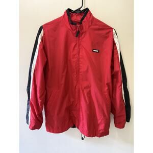 VTG Y2K Nike Wind Breaker Full Zip Up Jacket Red Black XL 18-20 Boys Basketball